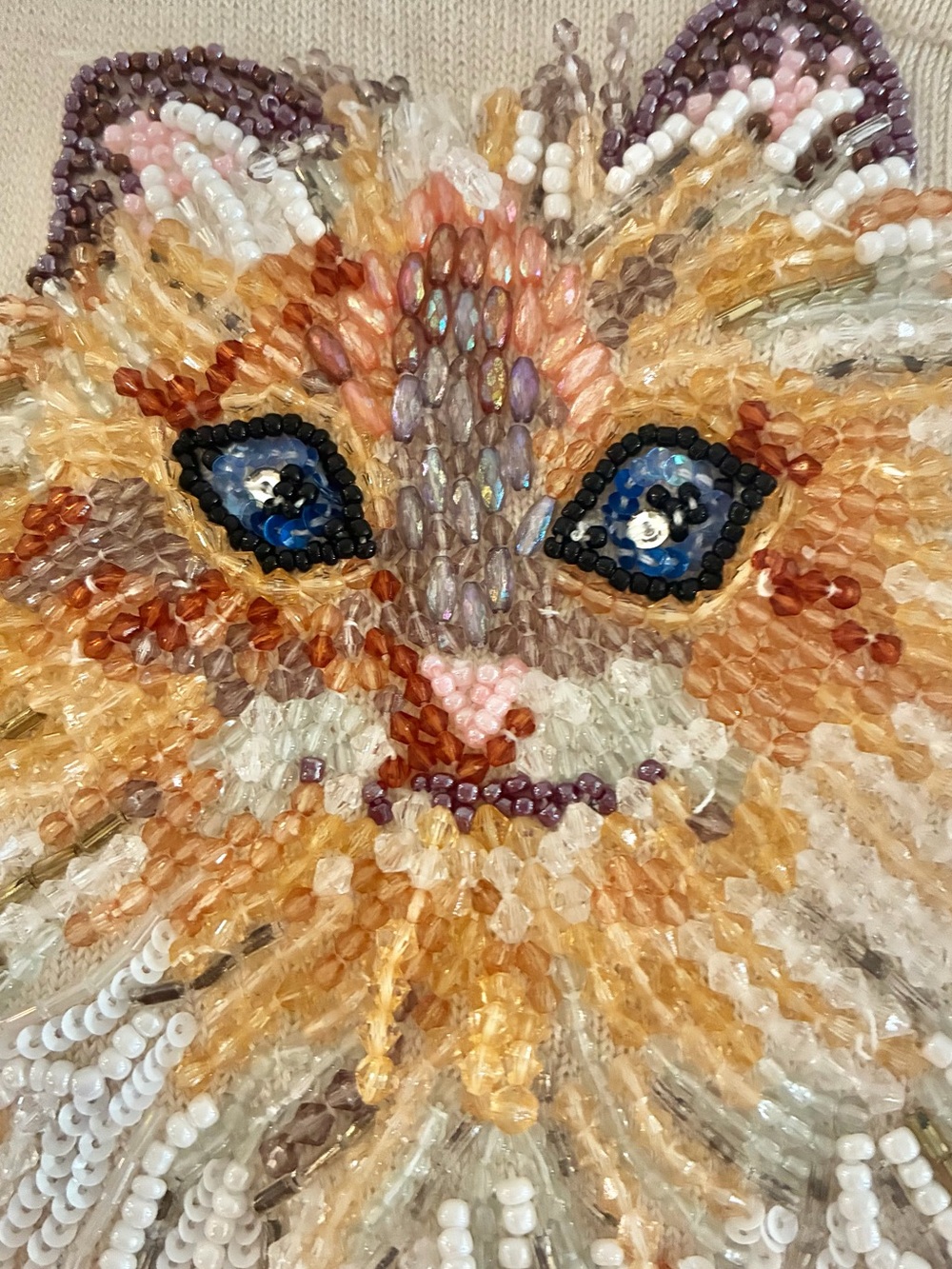 Michael Simon New York FULLY BEADED CAT luxurious silk blend VTG SHOW STOPPER